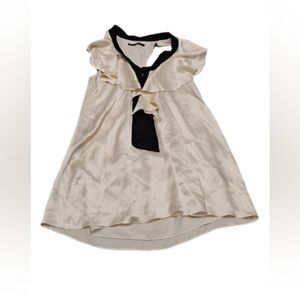 Black Halo Ruffled Tie Front Black And White Silk Mini Dress Sz 0